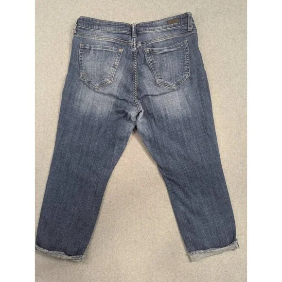 Kut from the Kloth Jeans Womens Size 12 Blue Amy Crop Straight Leg Rolled Cuffs - Picture 9 of 15